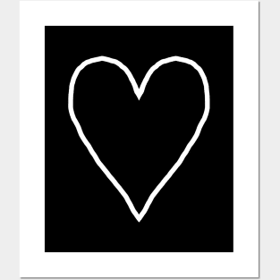 White Line Heart for Valentines Day Posters and Art